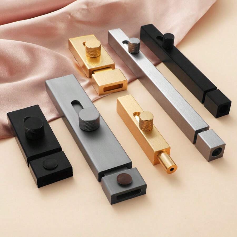 1个铝合金门闩，推拉门表面安装式小门闩，加厚门吸，门栓锁 - 彩色 - 查看 1