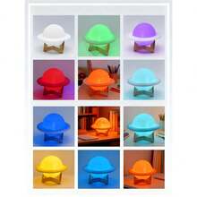 1pc Wood Planet Decor With Wood Stand, Battery Powered Star Projection Lamp, Warm White & Colorful Mood Light For Room, Camping, Party, Holiday, Bedroom Decoration, 12cm - Multicolor - View 10