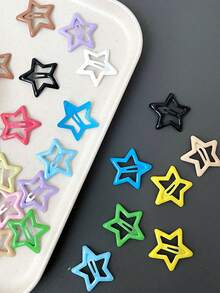 10pcs Ladies' Fashionable Basic Hair Clips With Stars, Suitable For Daily Use Street - Multicolor - View 3