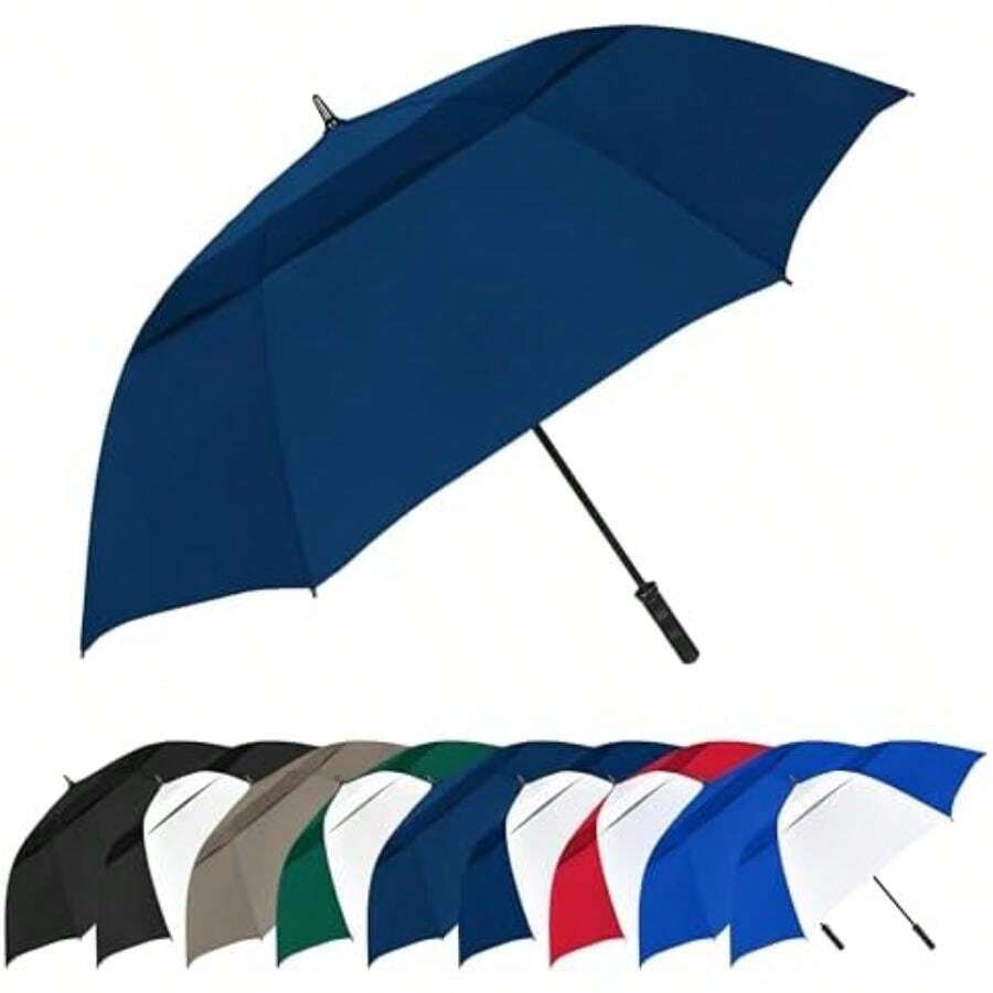 STROMBERGBRAND UMBRELLAS - Paraguas de golf abierto automático de gran tamaño, resistente viento, portátil, para 2 personas,(Azul marino) - Multicolor - Ver 1