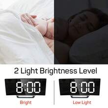 Electronic Alarm Clock Noiseless Design Digital LED Large Display Mirror Electronic Clock Digital Alarm Clock LED Mirror Clocks - Multicolor - View 8