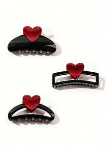 1pc Sweet Girl Heart Contrast Color Claw Clip, Simple Fashionable Elegant Hair Clip For Bun, Ponytail, Suitable For Daily, Festivals, Valentine's Day Gift Hair Accessories Fashion Hair Clips Women Hair Claws Fashion Hair Clutch Elegant Hair Jaw Clip - Multicolor - View 8