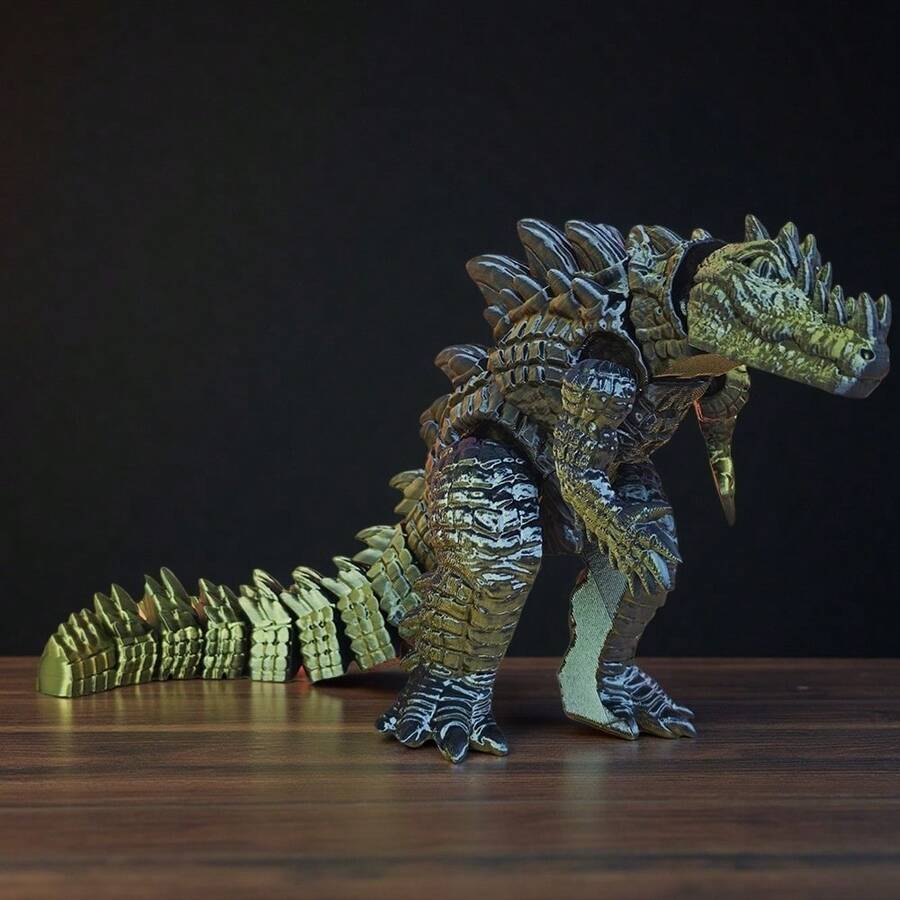 1pc 3D Printed Crocodile Monster Toy, Fully Articulated Joints, Multi-Color Gradient, Car Ornament, Decorative Figurine, Home Decor, Desktop Display, Suitable For Living Room, Bedroom, Study, Collectible For Enthusiasts