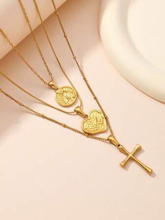 20226 Vår Sommar Ny Jungfru Maria Staty, Hjärtformad, Kors Halsband Smyckeset För Kvinnor, Mamma, Alla hjärtans dag, Mors dag, Syster, Bästa Vän Gåvor