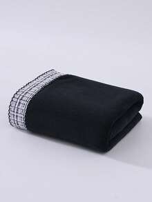 1pc Or 2pcs Coral Fleece Luxury Woven Lace Trim Super Soft Face Towel/Bath Towel, Woven Lace Decor, Super Soft & Skin-Friendly, No Shedding, Bathroom Home Decor, Absorbent Towel, Best Gift For Valentine's Day, Towel Size: 34*75cm, Bath Towel Size: 70*140cm - Black - View 8