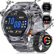ESFOE Reloj Inteligente Hombre con Linterna,530mAh,1.43" AMOLED Smartwatch Hombre Militar con 5ATM Impermeable,132 Modos Deporte,Podómetro,Resistente Smart Watch Redondo con Llamadas Bluetooth - Tipo de Enchufe B USA (110-127V) - Ver 10