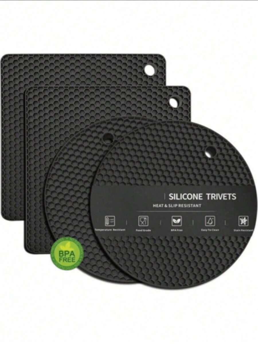 4 buc covorașe din silicon rezistente la căldură, pernă izolatoare din silicon multifuncțională pentru bucătărie, suporturi pentru oale, suport pentru linguri, suport pentru suporturi pentru suporturi de masă anti-opărire