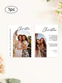 Customized Bridesmaid Invitation Card - Personalized Photo Album Design, Printed With "Will You Be My Bridesmaid?", Provides 3 Photo Upload Options, Perfect For Fun Bridesmaid Invitation, Bridesmaid Gift, Creative Design, Durable Card - Multicolor - View 33