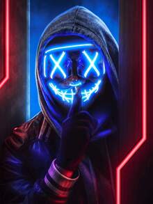 Máscara de cosplay con LED aterrador, máscara de Halloween con LED aterrador, máscara con luz para cosplay de Navidad, máscara de cosplay con luz para fiestas de máscaras, suministros para crear ambiente de fiesta, bromas de fiesta, artículos mágicos, máscara de cara con LED para rave con 3 modos de iluminación, máscaras de Halloween para hombres y mujeres - Multicolor - Ver 6