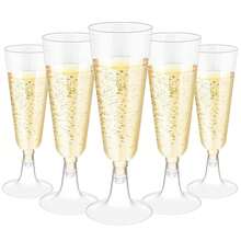 5.5oz Reusable Plastic Champagne Flutes, Modern Elegant Design, Suitable For Weddings, Parties, Christmas, Birthdays, Halloween, Thanksgiving (Champagne Glasses, Wine Glasses, Plastic Cups, Cocktail Glasses, Birthday Cups)