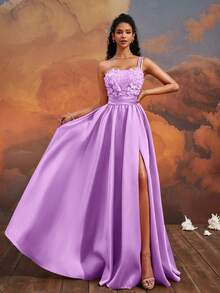 VIPGIRL New Embroidered One-Shoulder High-Waist Elegant High-End Formal Evening Dress, Purple Long Dress, Fast Delivery - Purple - View 7