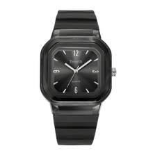 1 件女士休闲时尚简约方形硅胶表带石英腕表适合日常佩戴