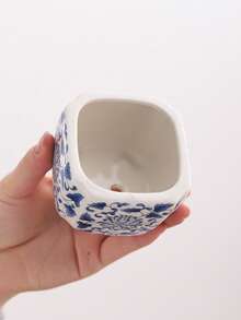 1pc/6pcs Blue & White Ceramic Succulent Planter, Chinese Porcelain Flower Pot With Drainage Hole, Small Bonsai/Cactus Pot, Suitable For Indoor Home Decor, Office Desk And Garden (Plants Not Included) - Multicolor - View 6