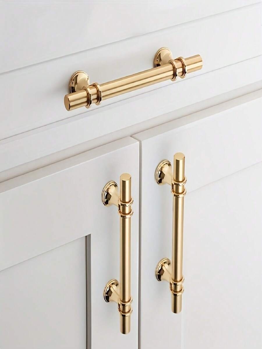 10-Pack Modern Golden Cabinet Handles With Installation Hardware, Polished Metal Drawer Pulls For Cabinets, Dressers, Furniture - Premium Metal Finish Cabinet Hardware - Multicolor - View 1