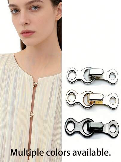 2/1 Pair Invisible Metal Snap Buttons - Hook & Eye Closure, Suitable For Chinese Pants And Suits, Adjustable Invisible Buttons For Clothing And Jackets, Metal Collar Hooks, Pants Hooks, Leather Jackets And Fur Coats Invisible Snap Buttons To Prevent Exposed Hooks