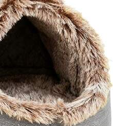 Cama cerrada para gatos, calmante, cama para perros pequeños, cueva para gatos con forro de felpa, casa para dormir interior para mascotas con cojín suave, gatito, cachorro, dormitorio pequeño, - Gris - Ver 4