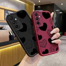 Funda de teléfono móvil con diseño de amor negro y lujo, adecuada para for  for galaxy A55, A54, A56, A36, A05, A05S, A35, A34, A15, A16, A06, A52S, A51, A71, A52, A25, A33, A26, A53, A14, A12, A13.Cubierta protectora de 4G y 5G, estilo de celebridad en internet, lente de ojo de ángel de alta gama, escalera completa, nueva funda anticaída. - Blanco antiguo - Ver 5