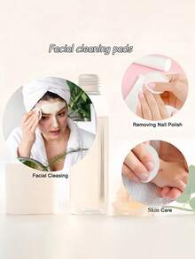 100pcs/50pcs Multi-Functional Disposable Makeup Pads, Thick Cotton Pearl Texture Makeup Remover Pads, Disposable Round Facial Cleansing Wipes - Multicolor - View 5