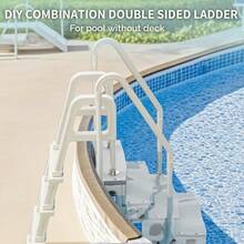 Adjustable Heavy-Duty In-Pool Ladder For Above-Ground Swimming Pools, 47in To 54in, White Pool Steps And Stairs - Default - View 6