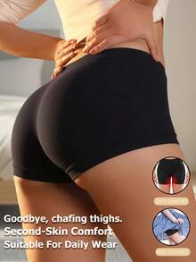 Women's Seamless Hipster Panties, Low-Rise Briefs, Soft & Sexy Underwear, Black Shorts, Butt-Lifting Panties, Breathable Fabric, Minimalist Shaping Sports Briefs, Shapewear, Suitable For Summer Dresses - Black - View 4