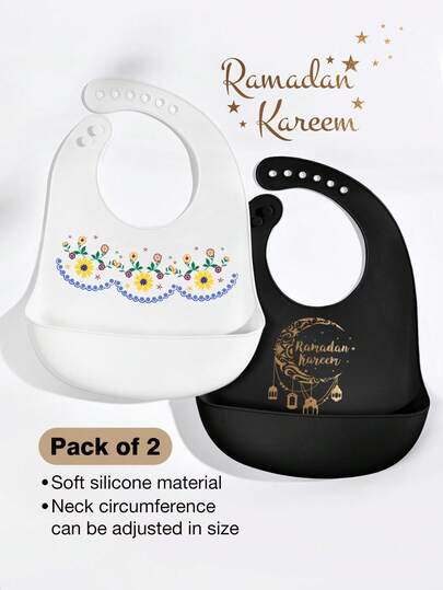 1-2pcs Baby Silicone Bibs, Waterproof, Adjustable, Portable, Suitable For Boys And Girls, Daily Use And Gift