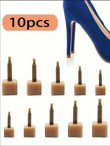 5 Sets High Heel Replacement Tips, Wear-Resistant Anti-Slip Quiet Heel Repair Nails, Thick & Thin, Black, Apricot, Transparent Heel Studs