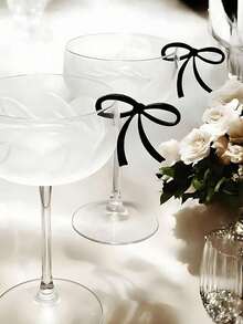 1/5/10个装派对玻璃杯蝴蝶结装饰黑色蝴蝶结饮料标签，亚克力蝴蝶结饮料标签，适用于节日和婚礼装饰、礼品装饰、生日毕业装饰