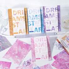 14张/包 大尺寸亮面纹理贴纸，3种纹理类型，粘性背景贴纸，适用于DIY装饰笔记本、计划本、返校用品、办公/学习用品、美术用品 - 彩色 - 查看 5