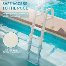 Adjustable Heavy-Duty In-Pool Ladder For Above-Ground Swimming Pools, 47in To 54in, White Pool Steps And Stairs - Default - View 4