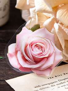 30张/包 金箔花卉贴纸，创意美学贴纸，DIY装饰剪贴簿工艺材料，节日礼物，个性化剪贴簿学习用品（6种不同设计）剪贴簿用品文具 - 彩色 - 查看 5