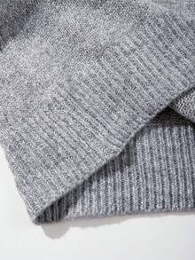 Herren lässiger einfarbiger Loose Fit Stehkragen Langarm Doppelreißverschluss Strickjacke, geeignet für Herbst und Winter - Grau - Übersicht 5