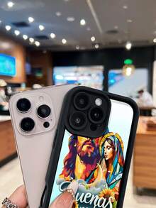 Funda para teléfono con diseño de vitral "Buenas noches", compatible con fundas ,  17,  16 Pro Max,  15 Pro Max,  13 y  12. Fabricada en TPU, es resistente a caídas, al desgaste y cómoda de sostener. Un regalo ideal para familiares, amigos, seres queridos, novios/novias, y para Navidad y Año Nuevo. - Negro - Ver 4
