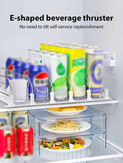 5 piezas Organizador de latas de refresco para refrigerador, estante deslizante de autoempu je actualizado que reduce la velocidad, almacenamiento de hasta 20 latas para refrigerador y despensa