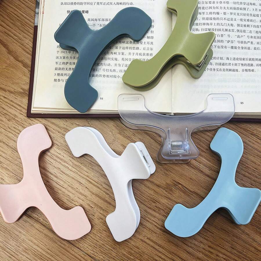 1pc Fixed Bookshelf Bookmark Holder, Minimalist & Practical, Plastic Material, Multi-Functional, Thickened Rolled Edge Design, Non-Slip & Stable, Cute Desktop Accessory, Suitable For Students, Essential For Study And Back To School