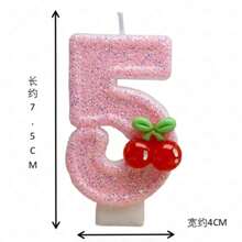 新款爆紅櫻桃水果數字蠟燭 0-9 生日派對蛋糕裝飾，適用於生日派對、節日派對、典禮、畢業季、派對裝飾標誌 - 彩色 - 查看 11