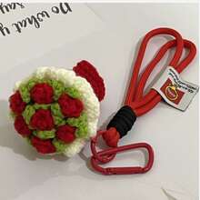 Crocheted Rose Flower Keychain, Delicate Realistic Rose Bouquet Keychain - Multicolor - View 12