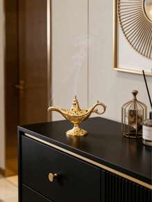 Bộ 3 lư hương hợp kim kiểu Ả Rập/1 lư hương, đồ trang trí bàn làm việc, lư hương kiểu Ả Rập cổ điển mạ vàng, đồ trang trí ngày lễ và hàng ngày, đồ trang trí mini để bàn, trang trí phòng khách/phòng ngủ/phòng học, máy khuếch tán hương thơm, quà tặng trang trí nhà cửa độc đáo, quà tặng ngày lễ Trung Đông. - Nhiều màu - Xem 2