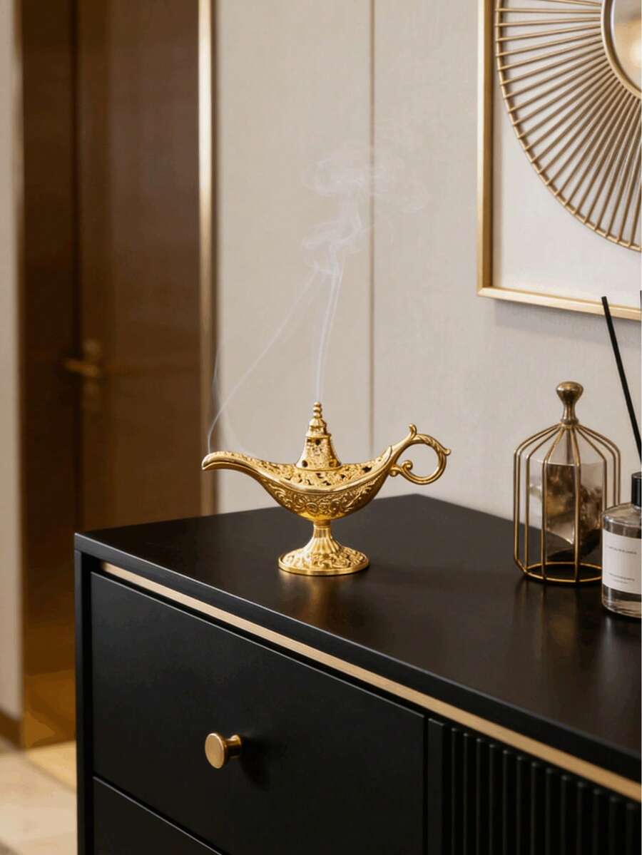 Bộ 3 lư hương hợp kim kiểu Ả Rập/1 lư hương, đồ trang trí bàn làm việc, lư hương kiểu Ả Rập cổ điển mạ vàng, đồ trang trí ngày lễ và hàng ngày, đồ trang trí mini để bàn, trang trí phòng khách/phòng ngủ/phòng học, máy khuếch tán hương thơm, quà tặng trang trí nhà cửa độc đáo, quà tặng ngày lễ Trung Đông.