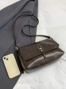 New Solid Color Versatile Flip Personalized Shoulder Bag, Classic Versatile Square Women's Diagonal Shoulder Bag, Suitable For Shopping, Wallets, Shopping, Young Women, College Students, Newcomers, And White-Collar Workers. They Are Very Suitable For Offices, Universities, Work, Business, Commuting, Outdoor Activities, Travel, And Outings - Coffee - View 9