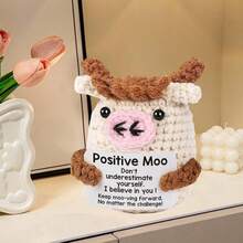 1个“手工钩织奶牛毛绒玩具 - “积极哞哞”鼓励毛绒玩具，送给朋友/孩子的可爱励志礼物，激励人心的桌面装饰，柔软可爱的毛绒玩具，适合房间和办公室” - 彩色 - 查看 6