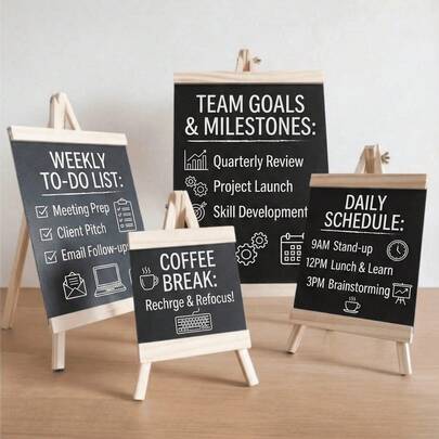 Wooden Easel Small Chalkboard For Home Office, Cafe, Restaurant, Bar, Supermarket Price Tag Display, Vintage Versatile, Perfect Gift For Christmas, New Year And Birthday