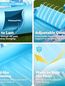 1个便携式充气日光浴池 - 蓝粉色，可拆卸垫子，无需充气泵，经久耐用，适用于家庭、海滩和泳池，可在漂浮游泳时放松身心，适合夏季水上派对，充气泳池 - 彩色 - 查看 10