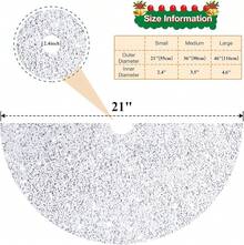 Falda de árbol de Navidad azul de 36 pulgadas con lentejuelas de terciopelo brillantes y collar de purpurina para árbol de lápiz y decoraciones azules de Navidad - Blanco - Ver 12