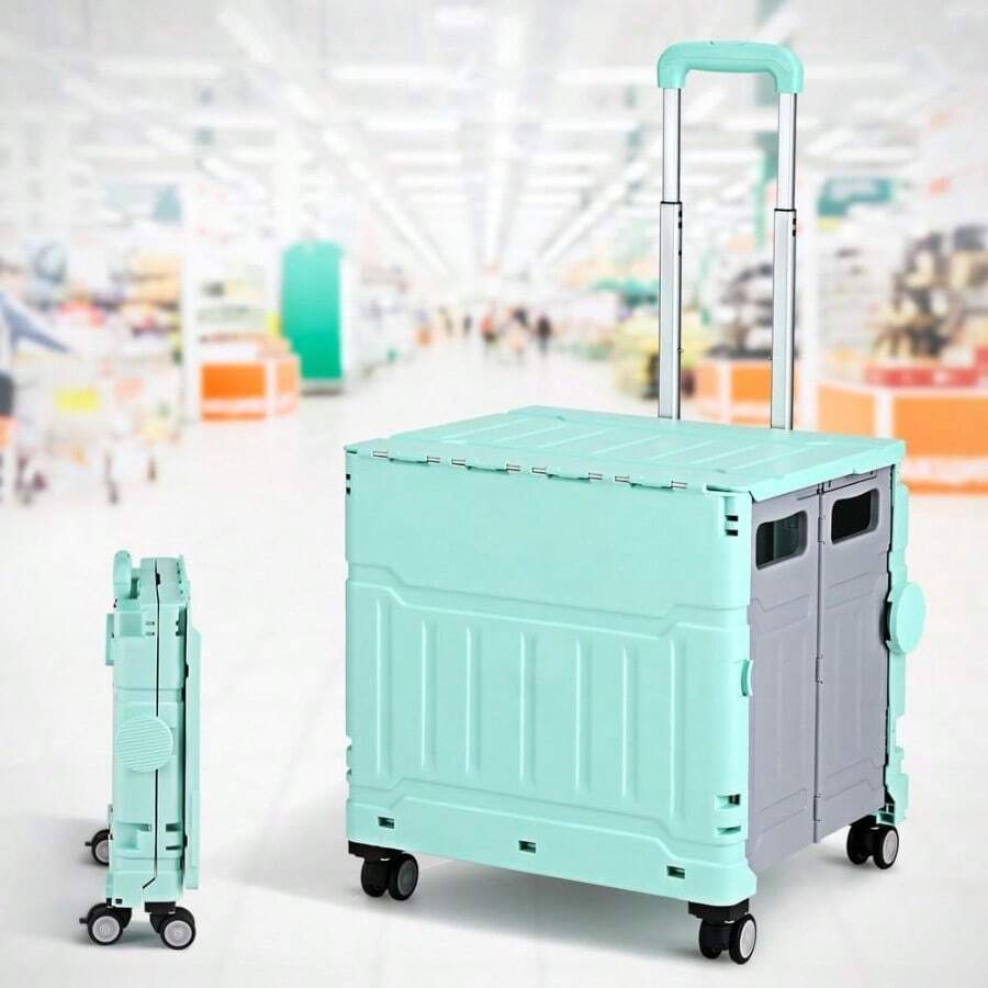 Emajin Shopping Trolley Cart PP Foldable Grocery Storage Portable Bag 75L Green - Green - View 1