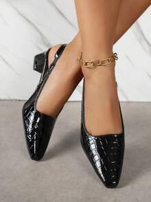 女士新款春夏时尚拼接黑色优雅露跟踝带平底鞋，舒适百搭 - 黑色 - 查看 2