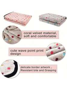 Dotted Pet Blanket With Black Trim, Suitable For Dogs And Cats. Dotted Pattern, Super Soft And Fluffy, Fit For Small, Medium, And Large Dogs As Well As Small Cats. - Camel - View 3