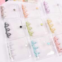 1本A8单层卡片相册，3英寸透明PVC活页相册笔记本，10个3英寸照片卡套，偶像照片收藏相册，极简风格DIY照片卡片收藏翻页书 - 彩色 - 查看 1