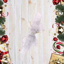 Adorno de lazo para árbol de Navidad, romántico lazo de tul transparente, decoración para San Valentín, manualidades, bodas, fiestas y eventos. - Plateado - Ver 2