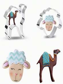 2pcs Stainless Steel Camel & Sheep Fondant Molds | Eid Al-Fitr Party Baking Cookie Cutters