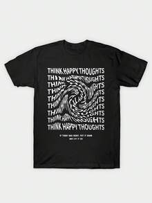 Handwritten Happy Thoughts Spiral design - Negro - Ver 1